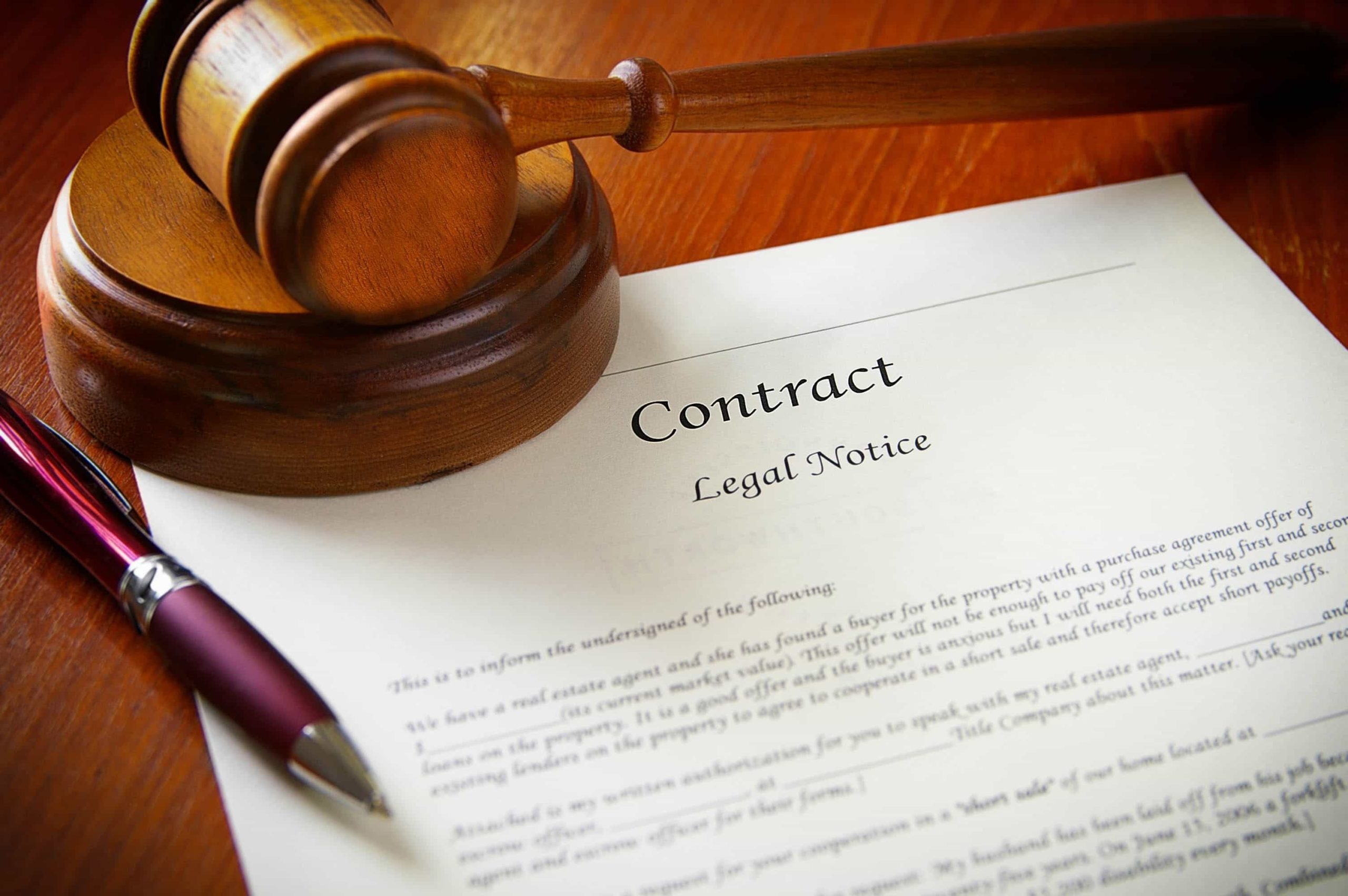 Legal gavel and contract